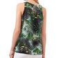 Top feminino Vince Camuto estampado com decote em V e costas abertas, preto, pequeno