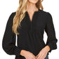 Blusa feminina CeCe com bolinhas e manga comprida, preta, tamanho médio
