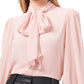 Blusa feminina Vince Camuto com ombros bufantes e amarração no pescoço, rosa, tamanho pequeno
