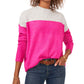 Suéter feminino Vince Camuto com ombros estendidos e blocos de cores, rosa, tamanho grande
