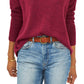 Suéter feminino Vince Camuto com gola redonda e costura central, vermelho, tamanho pequeno