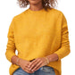 Suéter feminino Vince Camuto com gola redonda e costura central, amarelo, tamanho médio