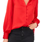 Camisa feminina Vince Camuto com botões, vermelha, tamanho pequeno