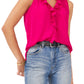 Blusa feminina Vince Camuto com decote em V e mangas bufantes, cor georgette, rosa, tamanho M