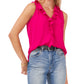 Blusa feminina Vince Camuto com decote em V e mangas bufantes, cor georgette, rosa, tamanho M