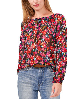Blusa feminina Vince Camuto com punho cravejado, preta, tamanho extragrande