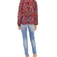 Blusa feminina Vince Camuto com punho cravejado, preta, tamanho extragrande