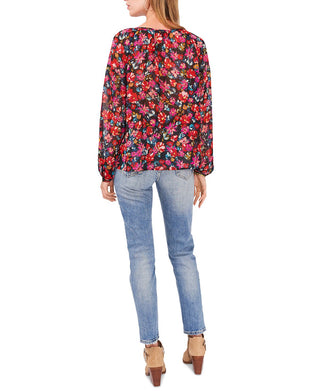 Blusa feminina Vince Camuto com punho cravejado, preta, tamanho extragrande