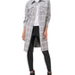 Vince Camuto Women's Plaid Cotton Blend Knit Jacket Gray Size Medium