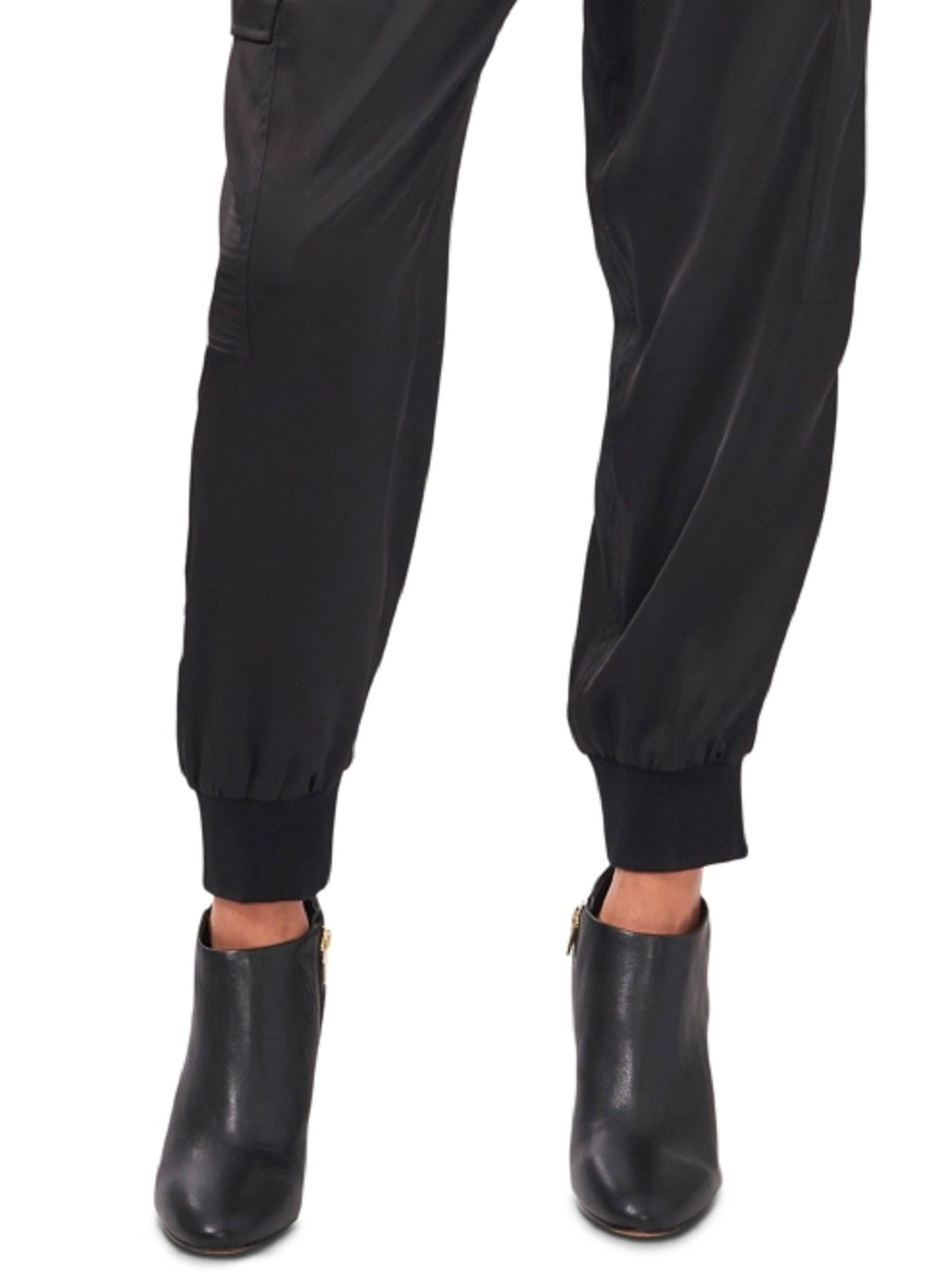 Calça jogger cargo feminina Vince Camuto Luxe Satin preta tamanho X-G