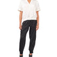 Calça jogger cargo feminina Vince Camuto Luxe Satin preta tamanho X-G
