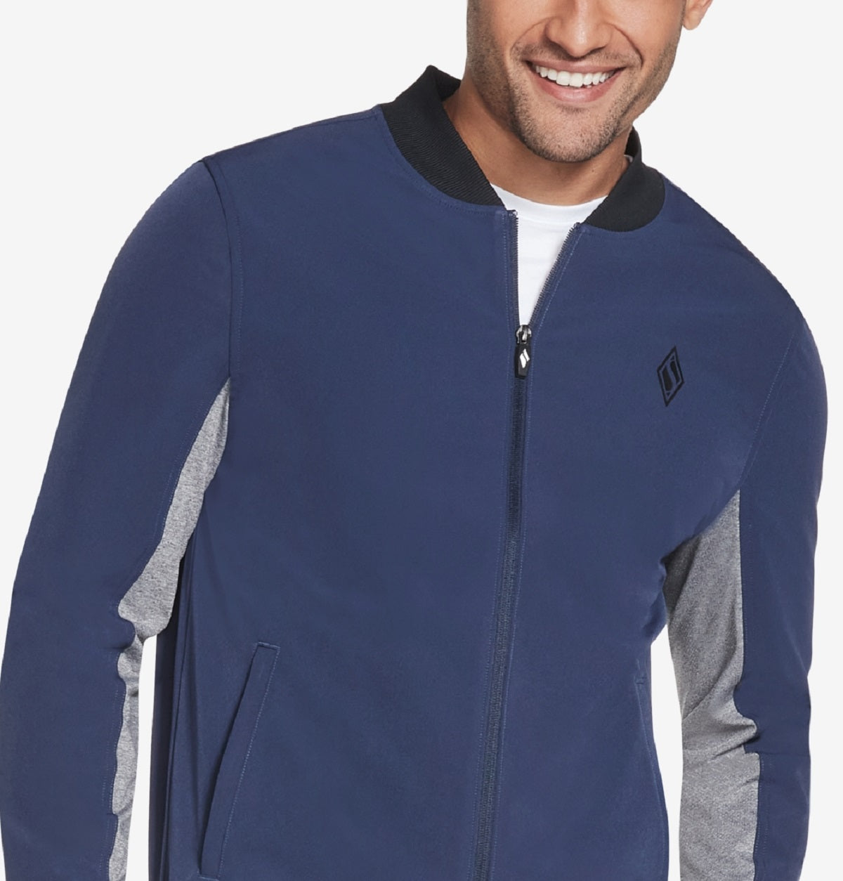 Jaqueta bomber Skechers Go Walk Wear Skechweave Premium Colorblocked Masculina Azul Tamanho XXX-G