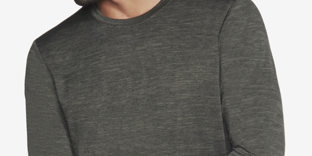 Camiseta masculina Skechers On the Road de manga comprida, verde, tamanho pequeno