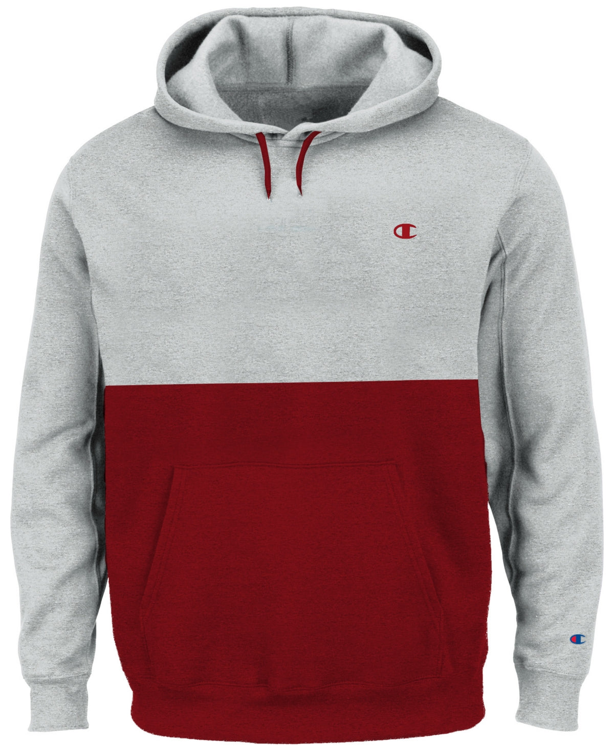 Moletom com capuz Champion masculino com blocos de cores cinza, tamanho grande