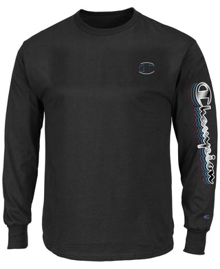 Camiseta masculina Champion Big &amp; Tall com logo gráfico, manga comprida, preta, tamanho XX-G