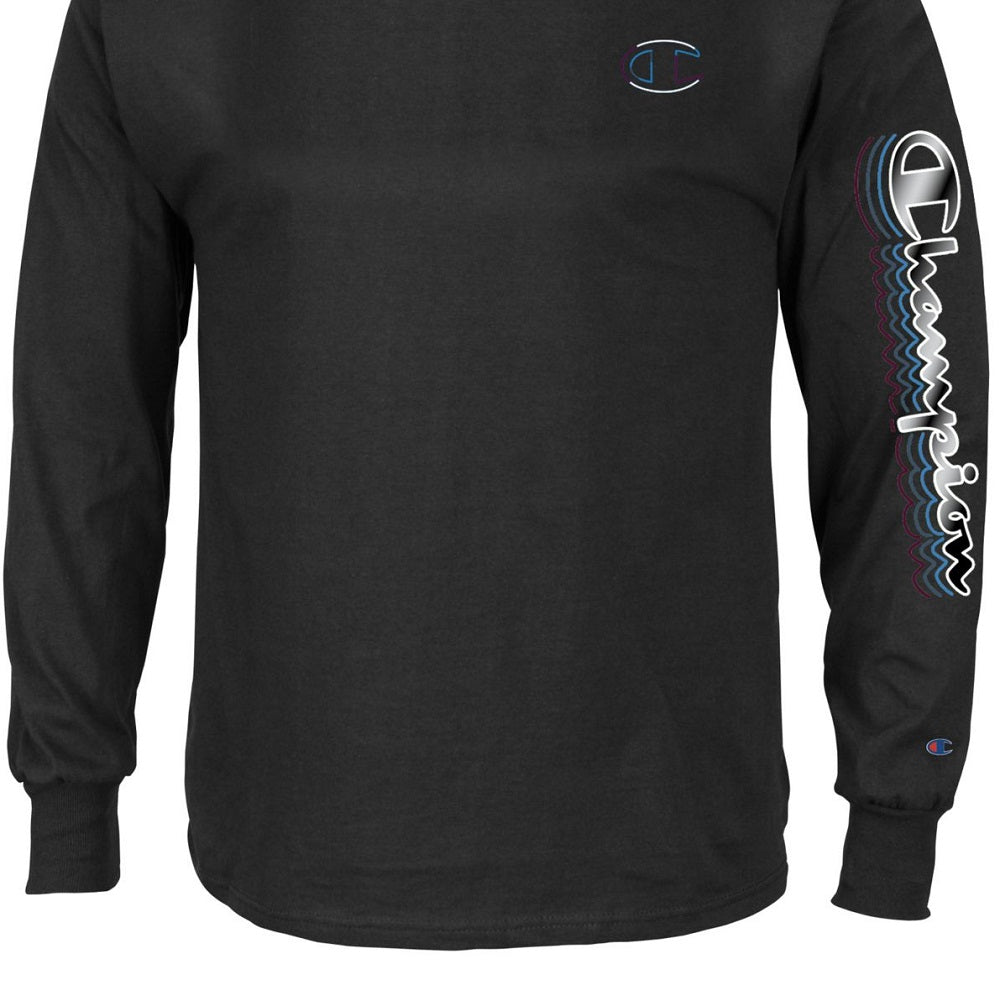 Camiseta masculina Champion Big &amp; Tall com logo gráfico, manga comprida, preta, tamanho XX-G