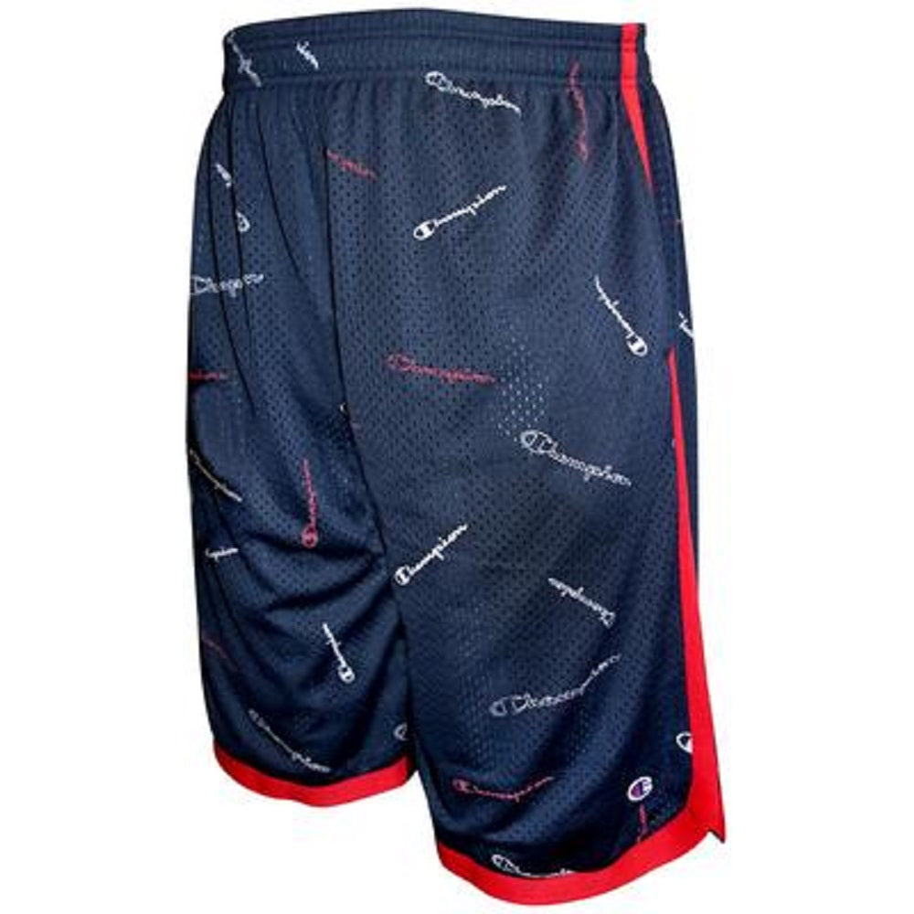 Bermuda masculina Champion Allover Classic Logo com fita de malha, azul, tamanho XX-G