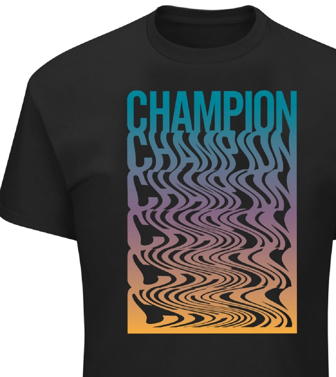 Camiseta masculina Champion com estampa psicodélica e logotipo retrô, preta, tamanho XXX-G