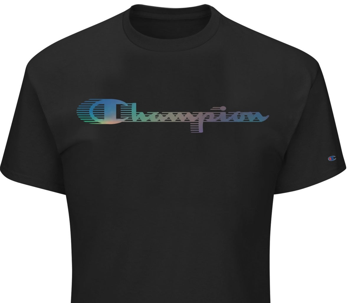 Camiseta masculina Champion Classic Anaglyph Logo manga curta preta tamanho XXX-G