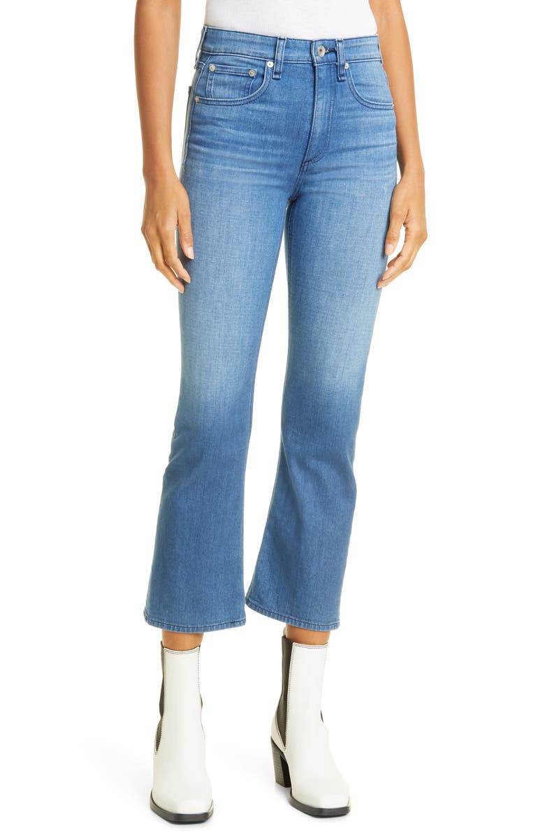 Calça jeans flare de cintura alta Nina Rag &amp; Bone Poppy1, tamanho 23