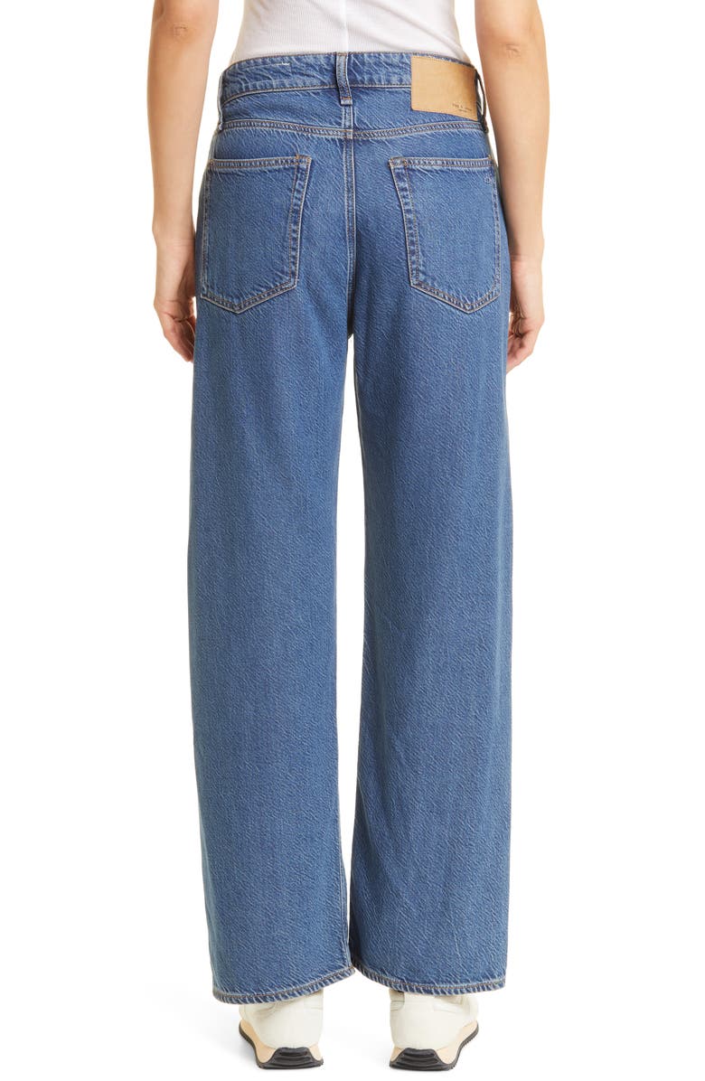 Calça jeans feminina Rag &amp; Bone Featherweight Logan Wide Leg Azul Tamanho 26