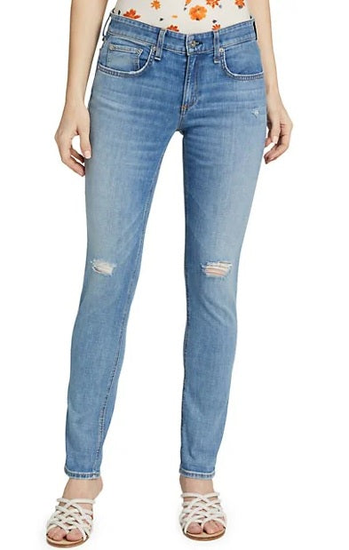 Rag &amp; Bone Calça Jeans Feminina Dre Cintura Baixa Slim Boyfriend Azul Tamanho 27