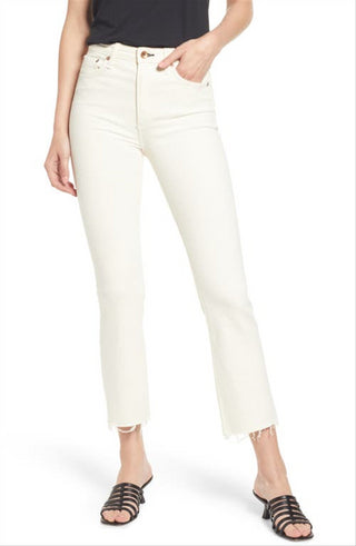 Calça jeans flare de cintura alta e barra crua Rag &amp; Bone Nina em Naturalecr, tamanho 23