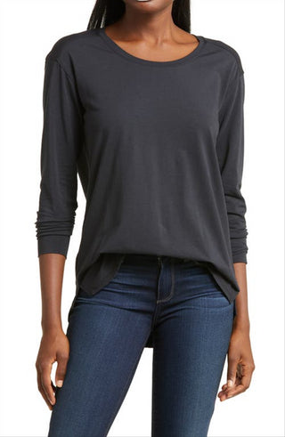 Camiseta de manga comprida LLBean, preta meia-noite, tamanho GG