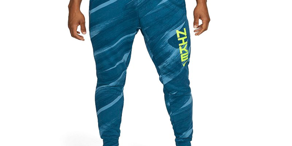 Calça de treino Nike Dri-FIT Fleece masculina, azul, tamanho pequeno