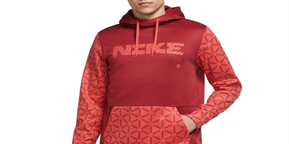 Moletom com capuz Nike Therma FIT masculino, estampado, vermelho, tamanho grande