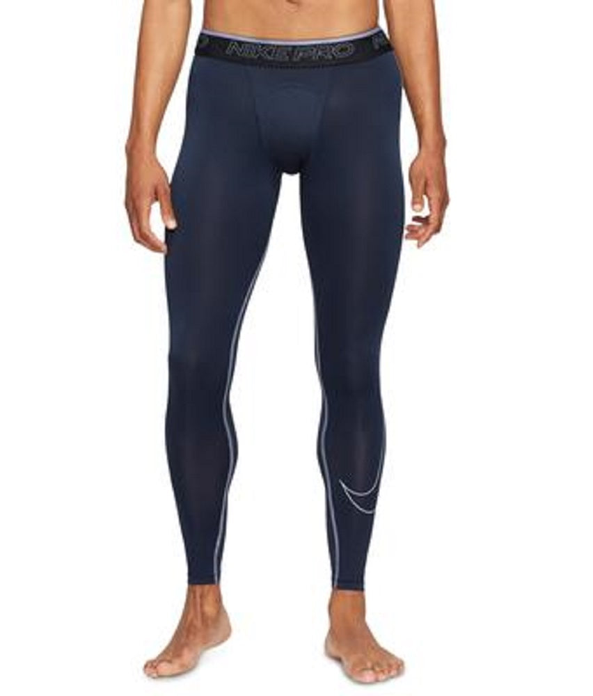 Calças justas de treino Nike Pro Long para homem, azul, tamanho pequeno