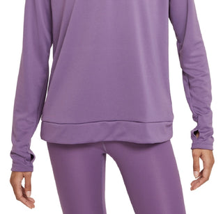 Camiseta Nike Swoosh Run Dri Fit Half Zip Feminina Roxa Tamanho XS