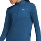 Camiseta de corrida Nike Element Dri Fit Half Zip feminina, azul, tamanho pequeno