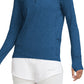 Camiseta de corrida Nike Element Dri Fit Half Zip feminina, azul, tamanho pequeno
