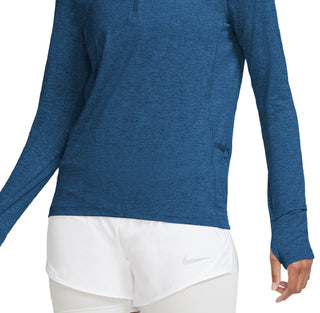 Camiseta de corrida Nike Element Dri Fit Half Zip feminina, azul, tamanho pequeno