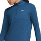 Camiseta de corrida Nike Element Dri Fit Half Zip feminina, azul, tamanho GG