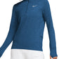 Camiseta de corrida Nike Element Dri Fit Half Zip feminina, azul, tamanho GG