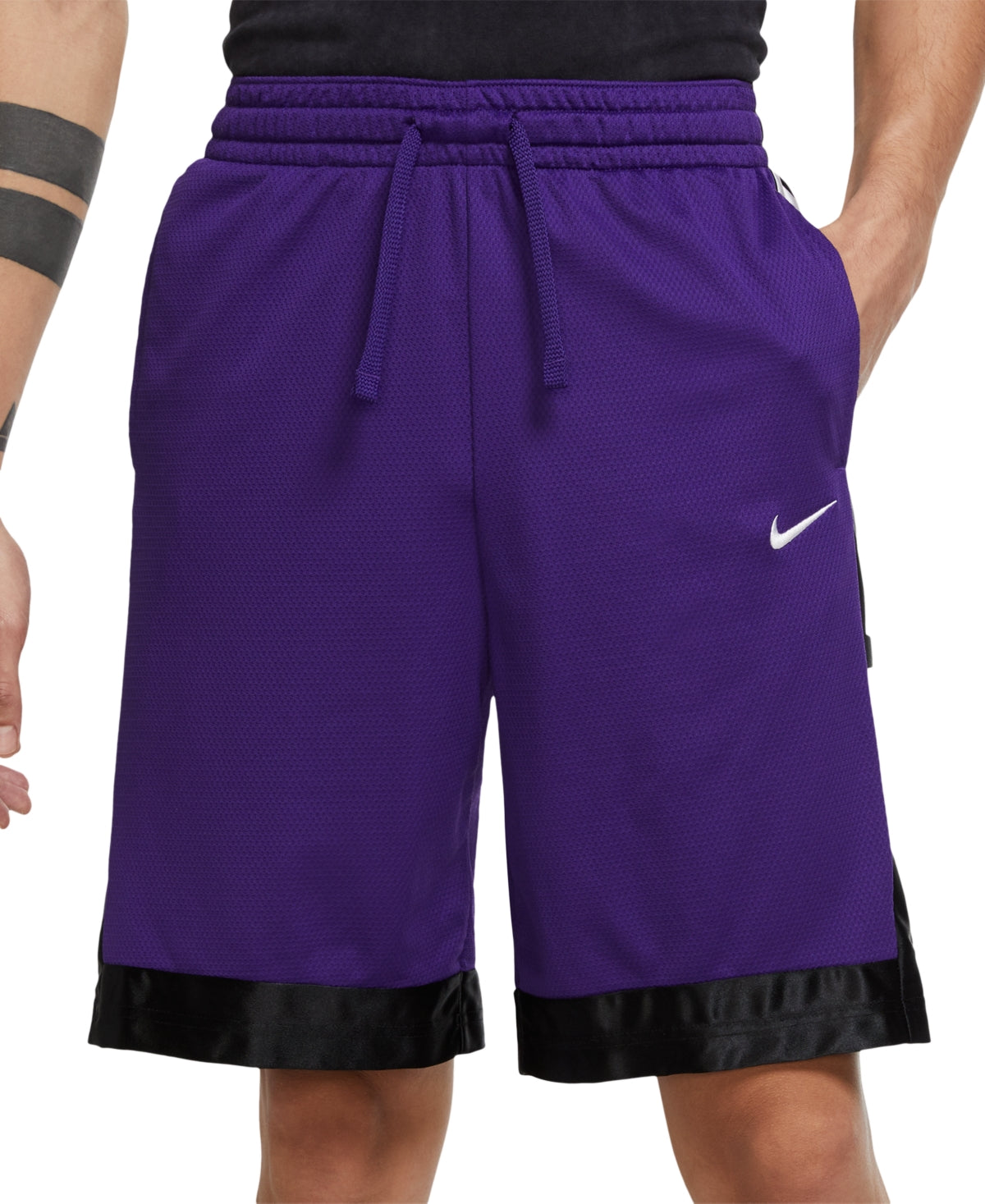 Shorts de basquete Nike Dri FIT Elite Stripe masculino roxo tamanho grande