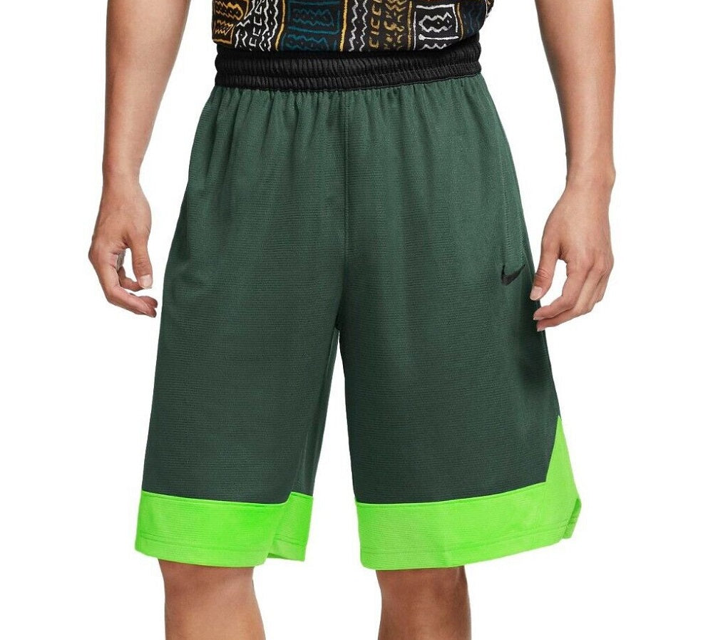 Shorts de treino de basquete Nike Dri-FIT 10 Durasheen masculino, verde, tamanho médio