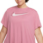 Camiseta Nike Feminina com Logo Gráfico e Absorção de Umidade, Manga Curta, Gola Redonda, Rosa, Tamanho 2X