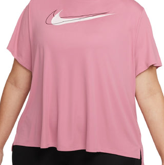 Camiseta Nike Feminina com Logo Gráfico e Absorção de Umidade, Manga Curta, Gola Redonda, Rosa, Tamanho 2X
