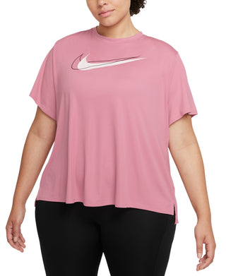Camiseta Nike Feminina com Logo Gráfico e Absorção de Umidade, Manga Curta, Gola Redonda, Rosa, Tamanho 2X