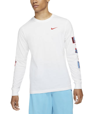 Camiseta Nike Masculina de Basquete com Manga Longa e Estampa Branca, Tamanho Pequeno