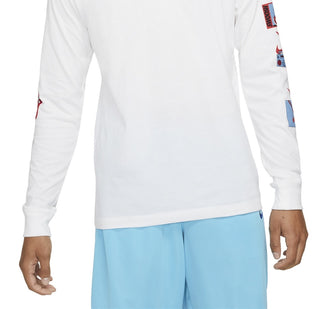Camiseta Nike Masculina de Basquete com Manga Longa e Estampa Branca, Tamanho Pequeno