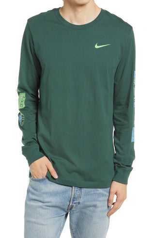 Camisa Nike Masculina de Basquete com Estampa de Manga Longa Verde Tamanho XXG