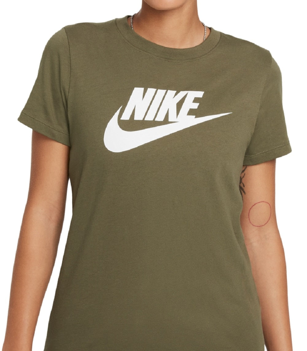 Camiseta Nike Sportswear Feminina de Algodão com Logotipo Verde, Tamanho Grande