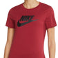 Camiseta Nike Sportswear Feminina de Algodão com Logotipo Vermelho, Tamanho Médio