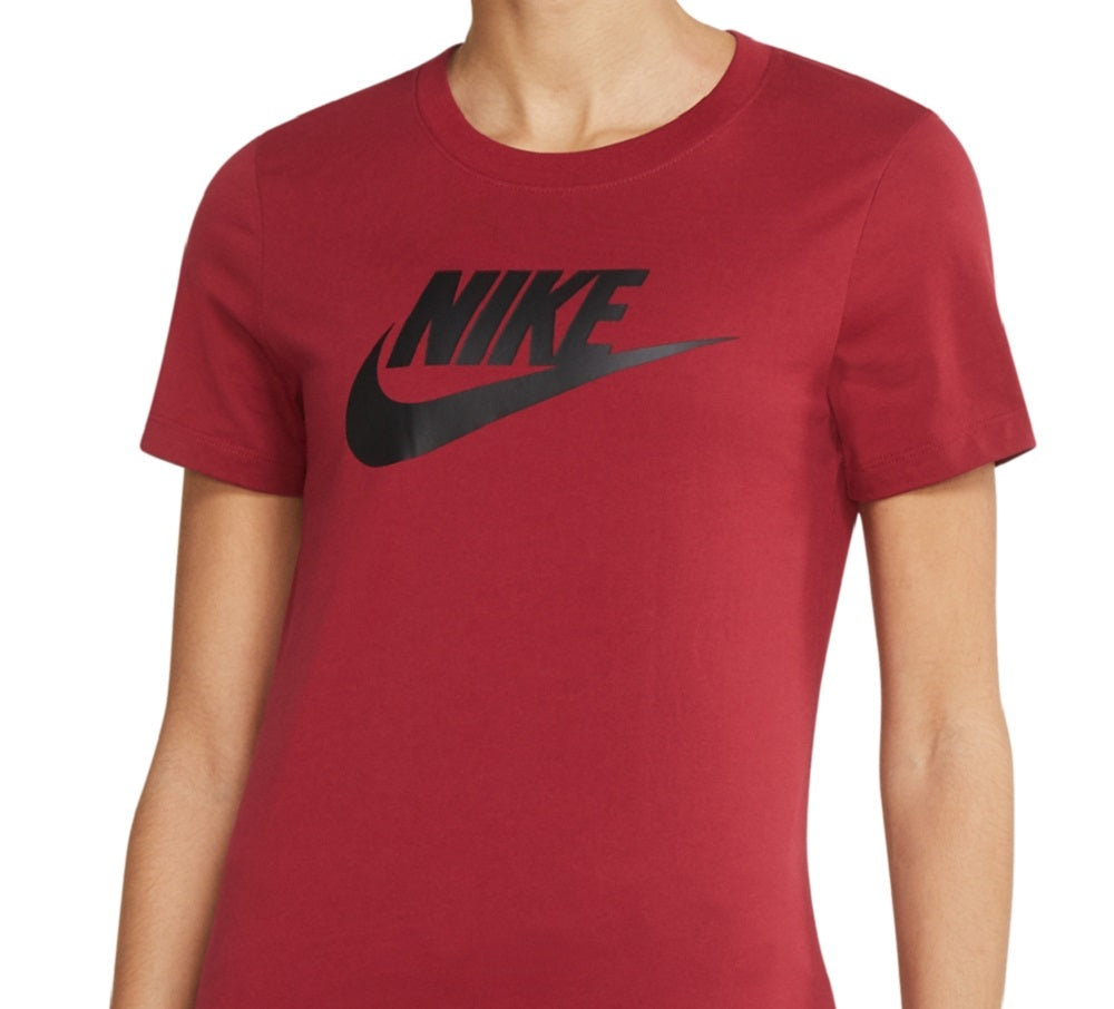 Camiseta Nike Sportswear Feminina de Algodão com Logotipo Vermelho, Tamanho Médio