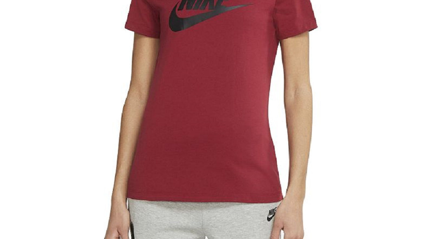 Camiseta Nike Sportswear Feminina de Algodão com Logotipo Vermelho Tamanho Grande