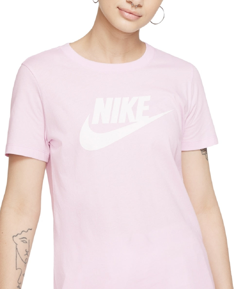 Camiseta Nike Sportswear Feminina de Algodão com Logotipo Rosa Tamanho XS